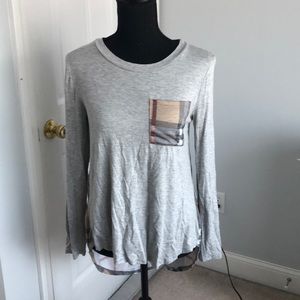 Hi-low Plaid Pocket Tee NWOT